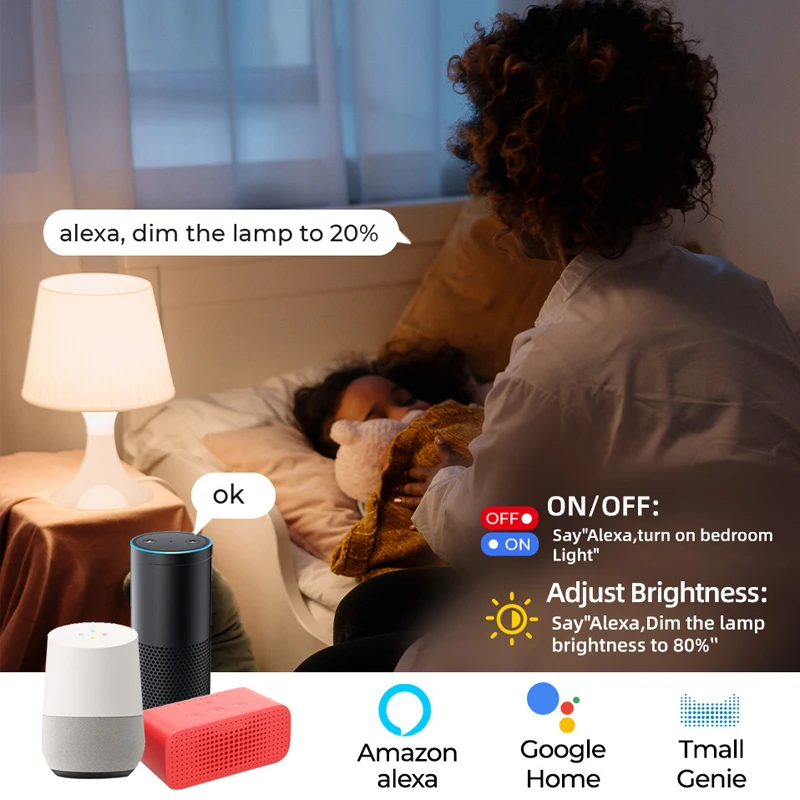 Avoir Tuya Smart Life Dimmer Switch DIY Mini Wifi Module Led Light Home Automation Switch Wireless Control Switch White Black