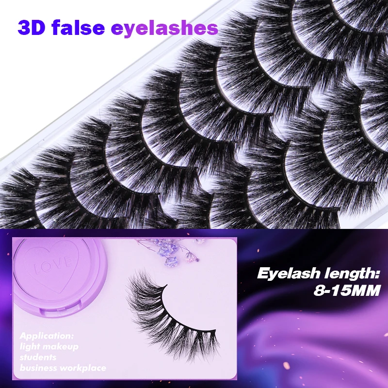 TAOLING 10 Pairs 멀티 팩 3D 가짜 밍크 헤어 가짜 속눈썹 수제 전경이 무성한 긴 속눈썹 자연 눈 메이크업 도구 아이 래쉬