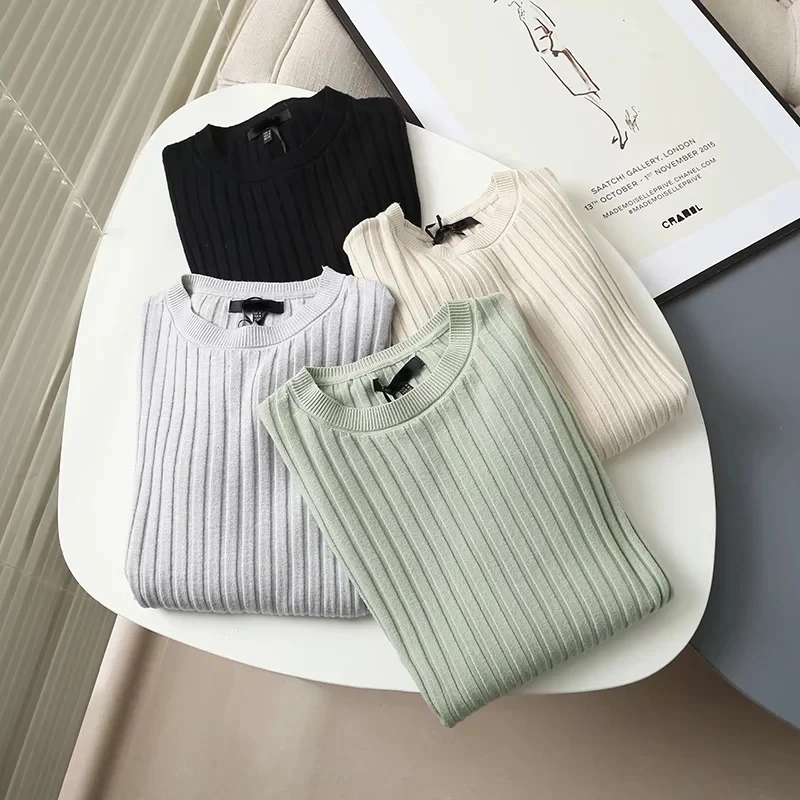 Maxdutti Pull Femme England Style Sweaters Women Office Lady Fashion Pullovers SImple Solid O-neck Basic Winter Sweaters Women