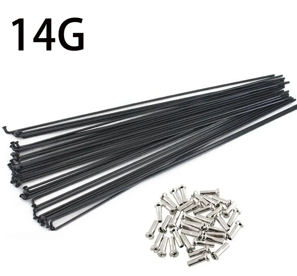 Bicycle Spokes 36pcs Bike Spoke Wheel Rim SPoke 14G J Bend Steel with Nipples 253mm-294mm