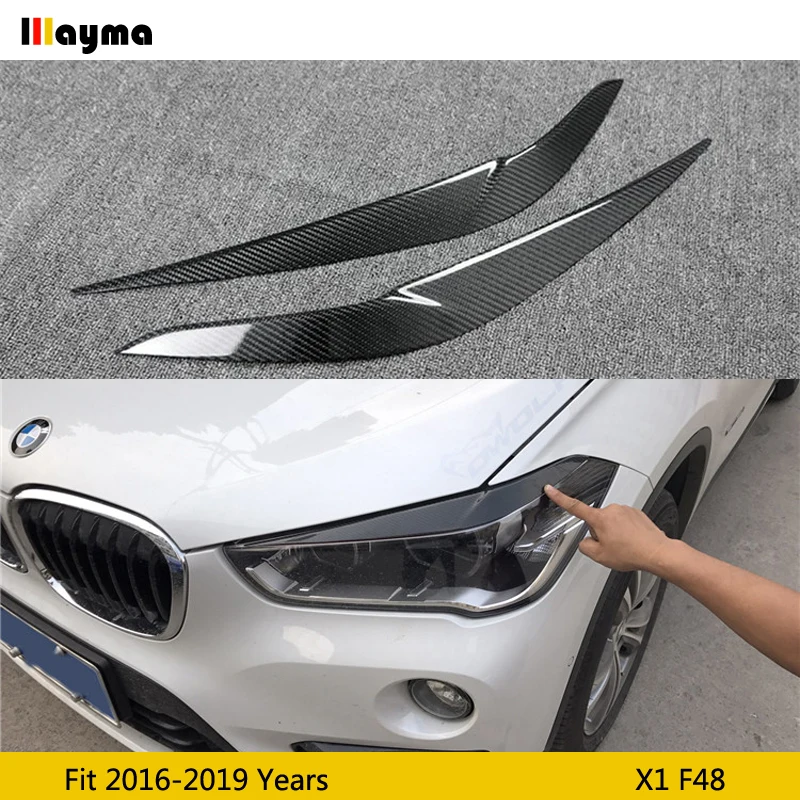 Carbon fiber headlight cover eyelid For BMW X1 F48 20i sdrive 25i xdrive 2016 - 2019 Car decorative front lamp eyebrow sticker