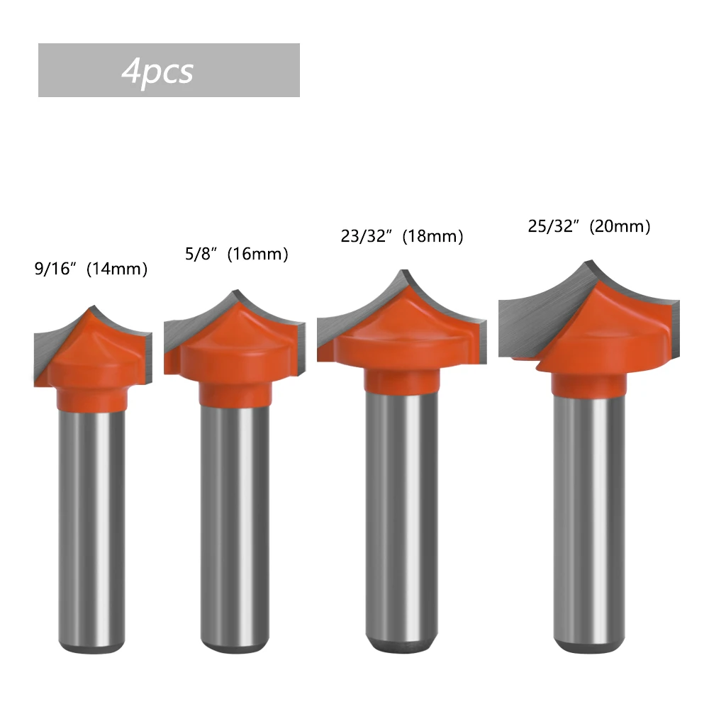 4pcs 8mm Shank Solid Carbide Round Point Cut Round Nose Bits Shaker Cutters Tools Woodworking Milling Cutter for Wood MC02044