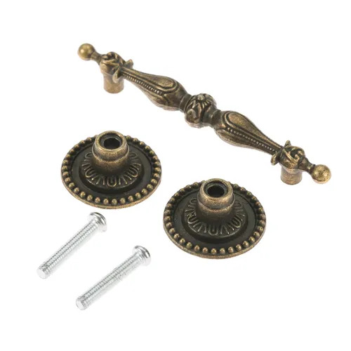 Imagen 2 del producto Manija de bronce antiguo, tirador Vintage, perilla de latón de 86mm x 24mm, estilo europeo, encaje para armario, cajón, decoración de cocina, herrajes para muebles