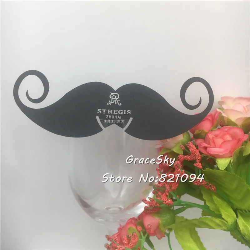 

60pcs/lot Laser Cutting Mustache Glass Cards Place Name Cards Magic Party Table Invitation Cards Birthday Event Decoration