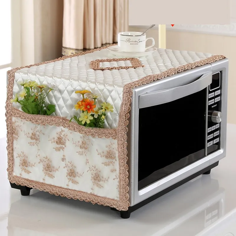 New Hight Quaily Simple Style Lace Fabric Dust Cover Microwave Case Microwave Oven Pastoral Style Microwave Towel Hot Sale