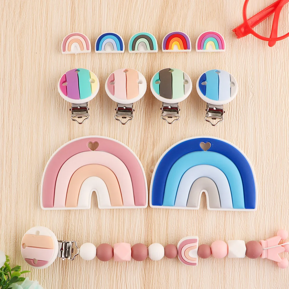 Kovict Rainbow Silicone Beads/Pendant/Clip For Jewelry Making Food Grade DIY Necklace Pacifier Chain Accessories