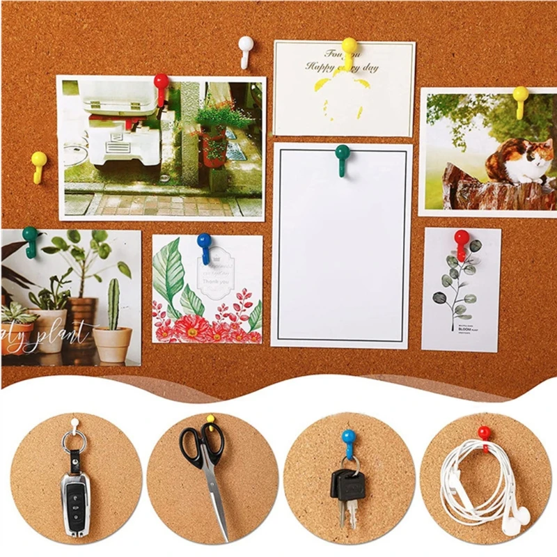 50pcs 2-in-1 Decorative Pushpin Paper Photo Memo File Tack for Cork Board Message Board Thumbtack Clear Hard Box Sealed