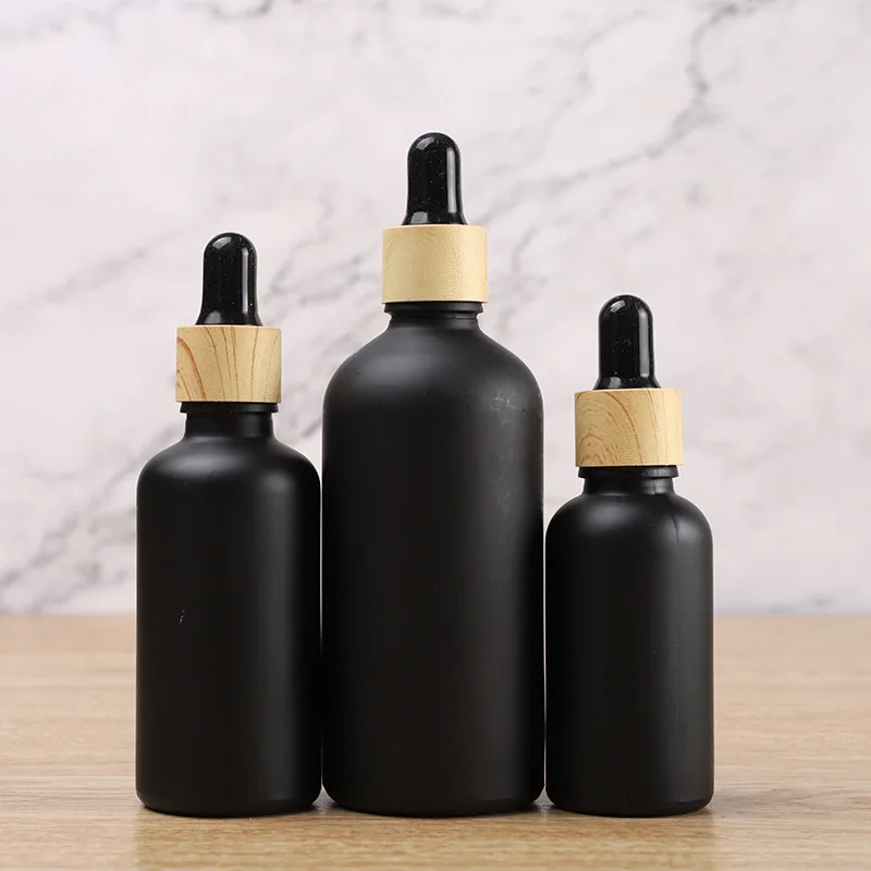 Dropper Bottle Tubes Frosted Black Glass Aromatherapy Liquid for Essential Massage Oil Pipette Container Refillable Bottle