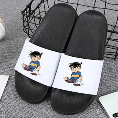 Sandalias de baño antideslizantes para hombres y mujeres, zapatos de Anime con estuche cerrado, Detective Conan, Kawaii, Cosplay, Zapatillas de casa para interiores de verano
