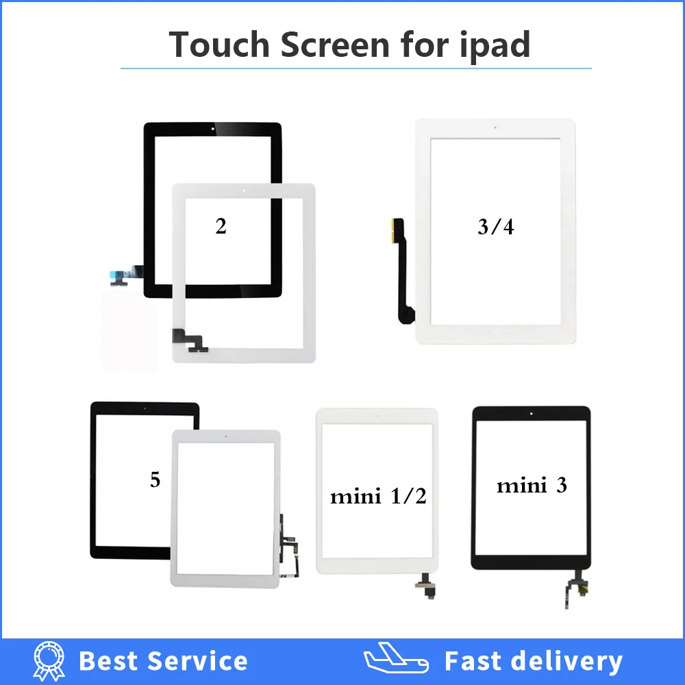 For ipad 2 3 4 5 Digitizer Touch Screen Panel 9.7 inch Touch Digitizer For ipad mini 1 2 3 7.9'' touchscreen home button Bezel