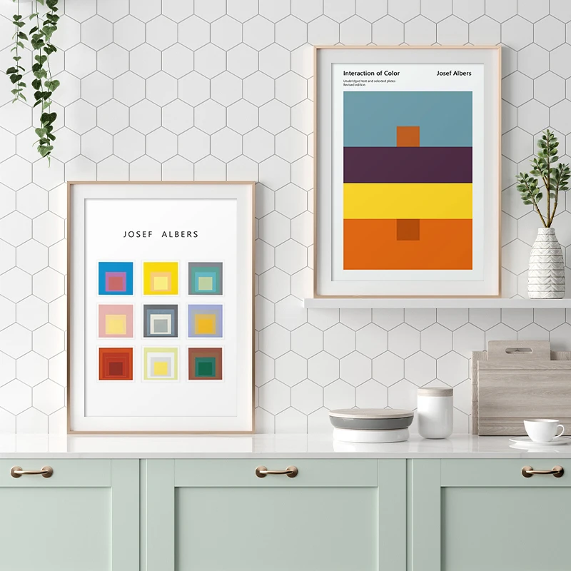 Josef Albers Minimalist Art Abstract Colourful Square Modern Poster Print Canvas Painting Living Room Wall Picture Home Decor