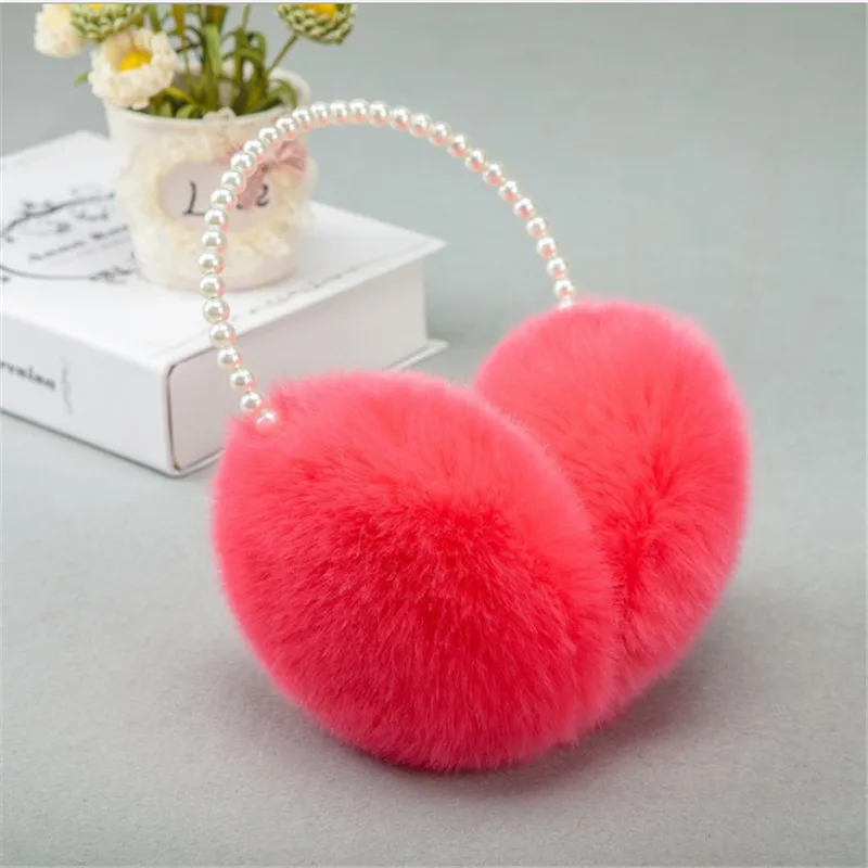 2022 2021 New Novelty Pearl Winter Earmuffs Women Fur Earmuff Ear Warmers Girls Imitation Rabbit Plush Cute Ear Hair Accessories