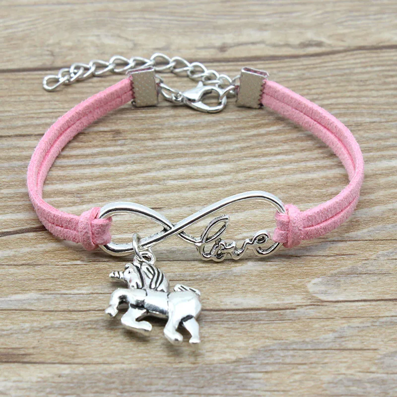 Minimalist Best Friends Friendship Gift Infinity Love Unicorn Horse Charm Suede Leather Bracelets for Women Girls Men Jewelry