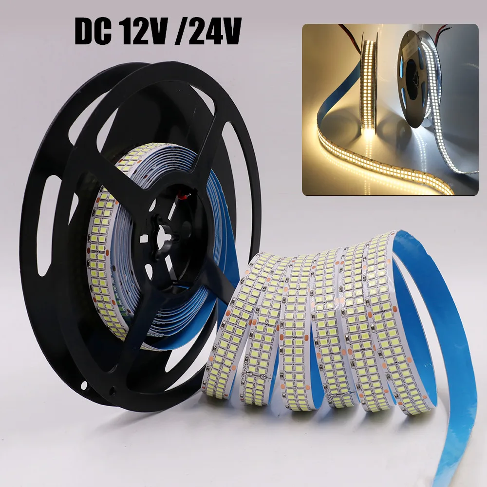 

5m 1200LEDs 2400LEDs LED Strip Lights 12V 24V SMD 2835 Flexible Tape Ribbon 240 480LEDs/m Indoor Lighting Warm Cold White