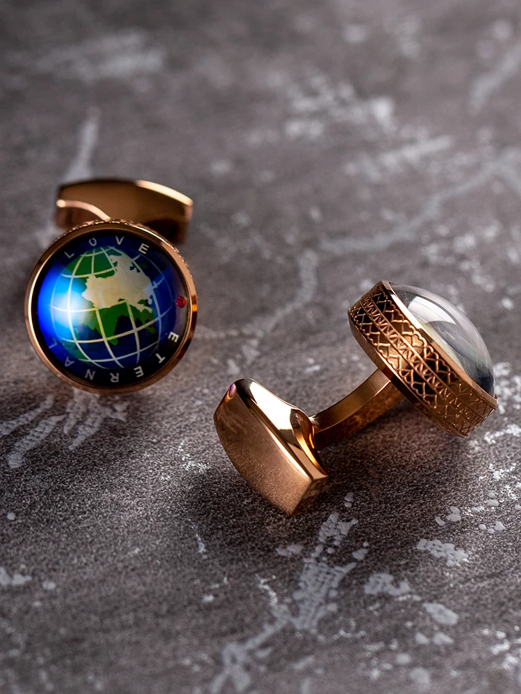 KFLK Luxury Shirt Gift Designer Cufflinks for Mens gift Brand Wedding Cuff links the earth globe Button  male High Quality