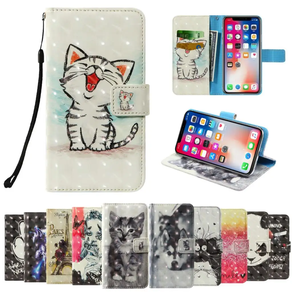 

3D flip wallet Leather case For Alcatel IdealXTRA Verso A3 5046 A3 XL 9008D A30 Fierce A30 PLUS A5 LED 5085Q A50 Phone Case