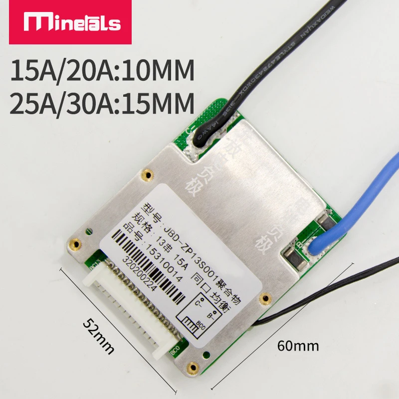 13S 48V BMS PCM 15A 20A 25A 30A liion E-Bike 18650 balangi tablica zabezpieczająca baterię elektroniczna ochrona temperatura NTC BMS