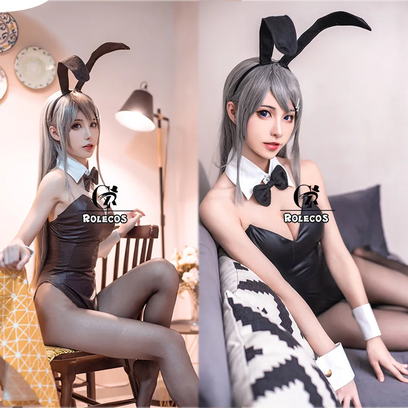 ROLECOS Anime Sakurajima Mai Cosplay Kostüm Halloween Frauen Schwarz Sexy Overall Schurke Nicht Traum von Bunny Mädchen Senpai