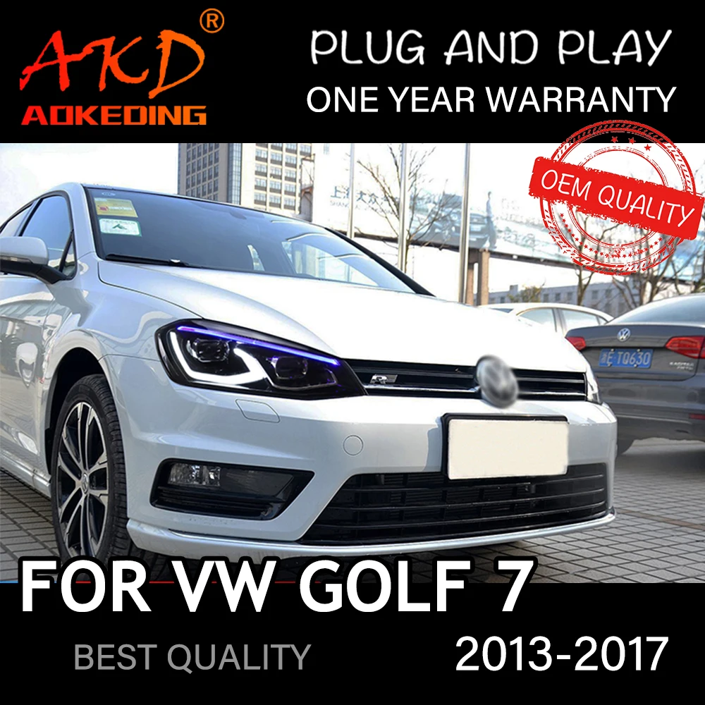 Reflektor dla VW Golf 7 MK7 2013-2017 samochodów автомобильные товары LED DRL Hella 5 soczewki ksenonowe Hid H7 Golf7 akcesoria samochodowe