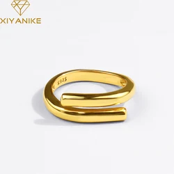 XIYANIKE Silber Farbe Doppel Schicht Geometrische Ring Weiblichen Charme Mode Einfache Öffnung Licht Luxus Handgemachten Schmuck Geschenk