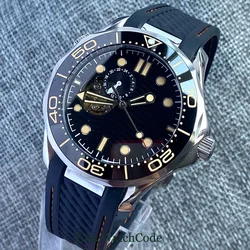 41mm Bliger NH39A Automatic Mechanical Mens Watch White/Black Skeleton Dial 24 Hours Sapphire Glass Rubber Strap Luminous