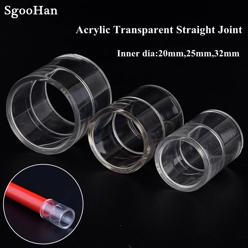 1pc 20/25/32/40/50mm Aquarium Fish Tank Plexiglass Acrylic Pipe Straight Joint Home DIY Water Tank PMMA Tube Elbow Tee Connector