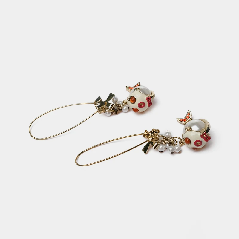 Amorita boutique Retro artificial pearl fish drop earrings