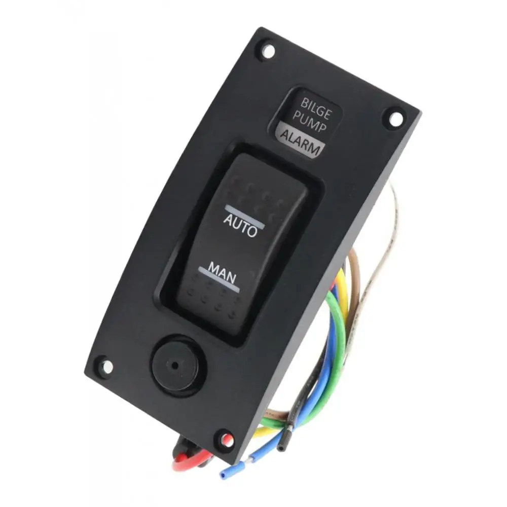 Marine Boat 12V Three-Way Rocker Panel Bilge Pump Switch with Alarm Waterproof - Auto/Off/Man