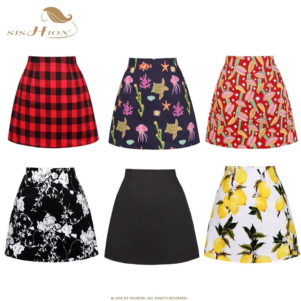 

SISHION Skirts Womens ropa mujer SS0008 Black White Red Fruit Floral Skirts Print Women Ladies Summer Sexy Mini Skirt