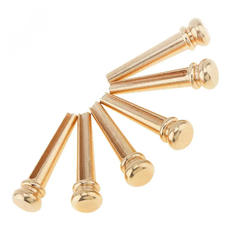 Guitar Bridge Pin 6pcs/lot  Golden Brass Bridge Pins & Bridge Nut Saddle Set for Folk Acoustic Guitar Hot