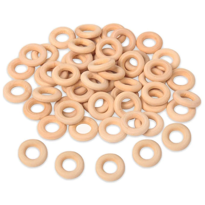 150 Pcs 25 Mm/1 Inch Wooden Craft Ring Unfinished Wooden Rings Circle Wood Pendant Connectors for DIY Projects