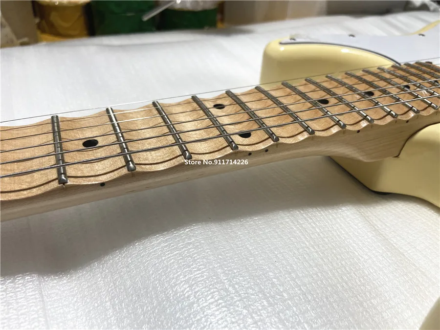 Classic signature vintage cream yellow 6 string electric guitar fluted maple xylophone neck free of shipping