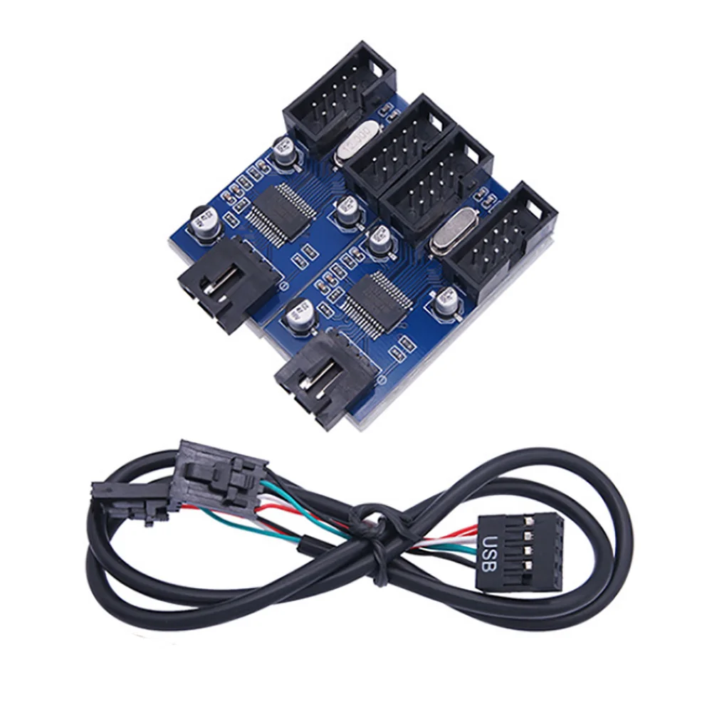 OULLX – adaptateur de câble d'extension 1 à 2 pour carte mère, Interface USB 9 broches 1 à 4 connecteurs HUB