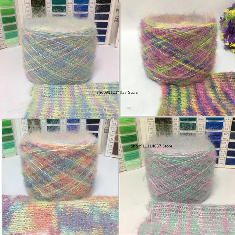 200g Segment barwione przędzy moherowej Rainbow Puffy przędzy DIY ręcznie sweter z dzianiny szal szydełka przyjazne dla skóry dziecko wełna nić