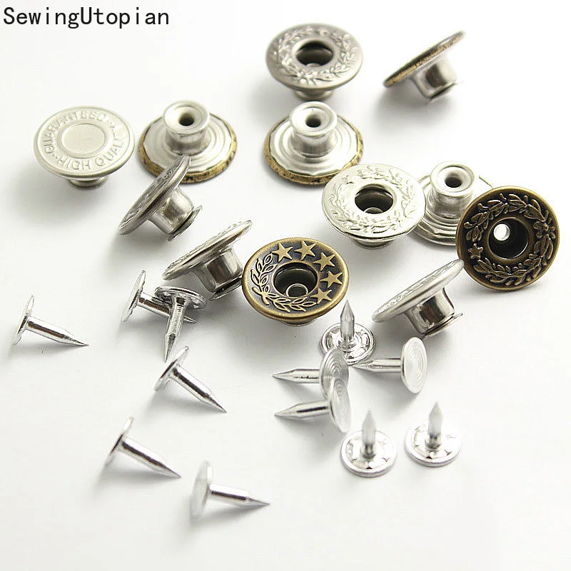 20PCS Snap Fastener Metal Pants Buttons for Clothing Jeans Adjust Button Self Increase Reduce Waist 17mm Sewing Buttons