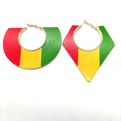 Newest Rasta Wooden Stud Earrings can mixed 2 designs