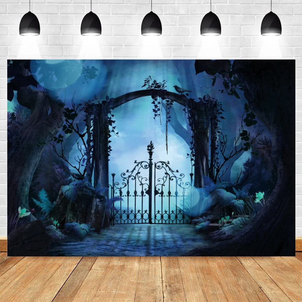 

Yeele Halloween Backdrop Grunge Iron Gate Mist Background Baby Portrait Photographic Photocall Photography For Photo Studio Prop