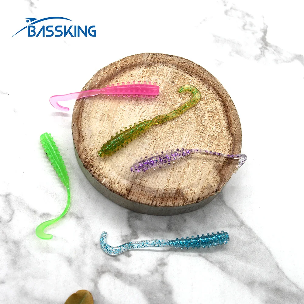 BASSKING Floating Fishing Lure TPE Soft Bait 48pcs 50mm 0.4g Trout Jig Soft Lure Rock Lure Wobblers Swimbait Ajing Fishing Gear