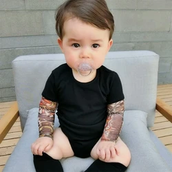 Baby Bodysuit Boys Girls Tattoo Printed Patchwork Jumpsuit Newborn Costume Casual Outfits Toddler Infant Kids Clothes Bodysuits