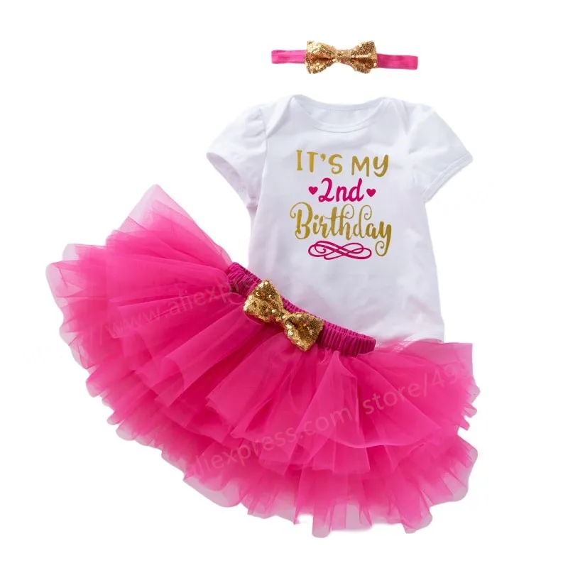 Baby Girl Clothes 2nd Birthday Dress Outfits 2 Years Girls Boutique Clothing Christening Dresses For Toddler Girls