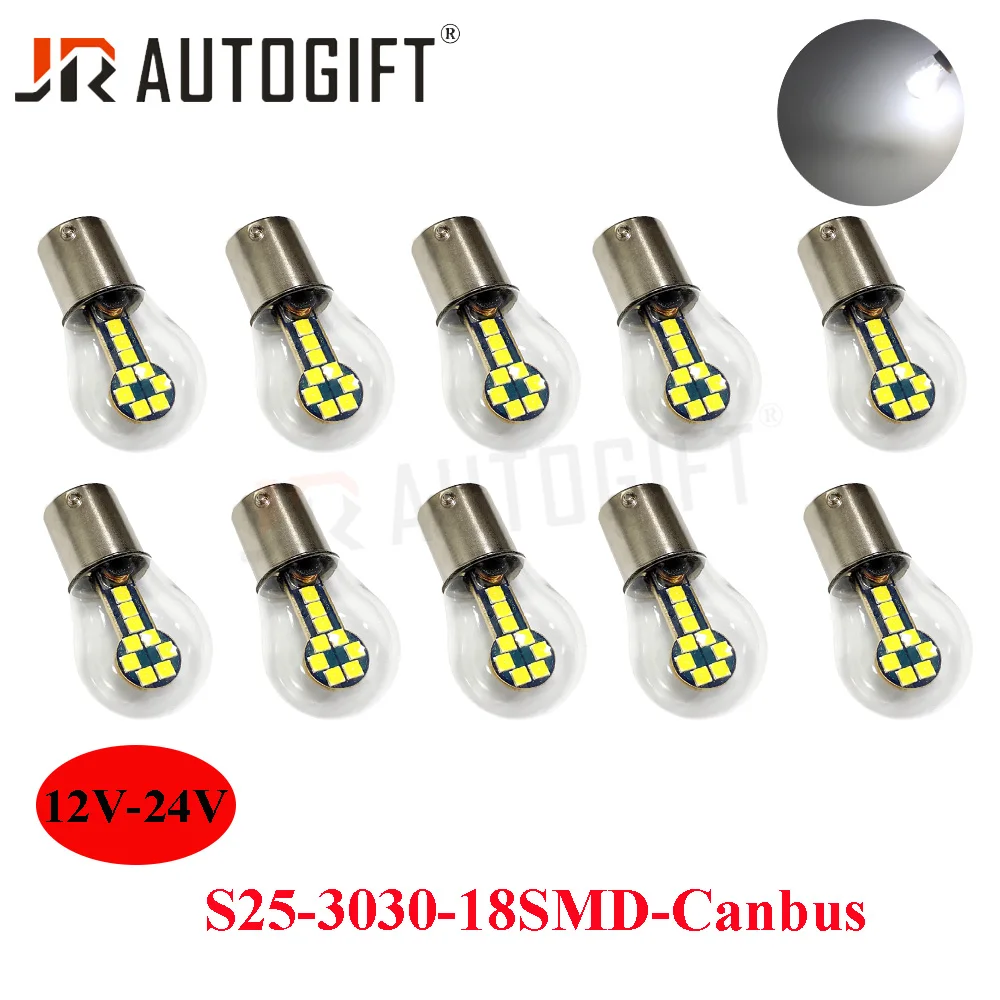 

NEW 20PCS White 1156 BA15S 3030 18SMD Canbus P21W 1157 BAY15D P21/5W LED Bulb Turn Signal Light Auto Brake Light Lamps 12V-24V