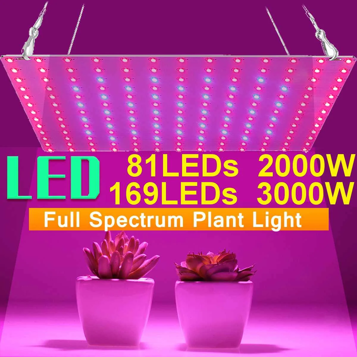LED Grow Light 2000W 3000W 81 LEDs / 169 LEDs Phytolamp Full Spectrum 1 Mode Switch Veg Bloom Indoor Plant Growth Lamp