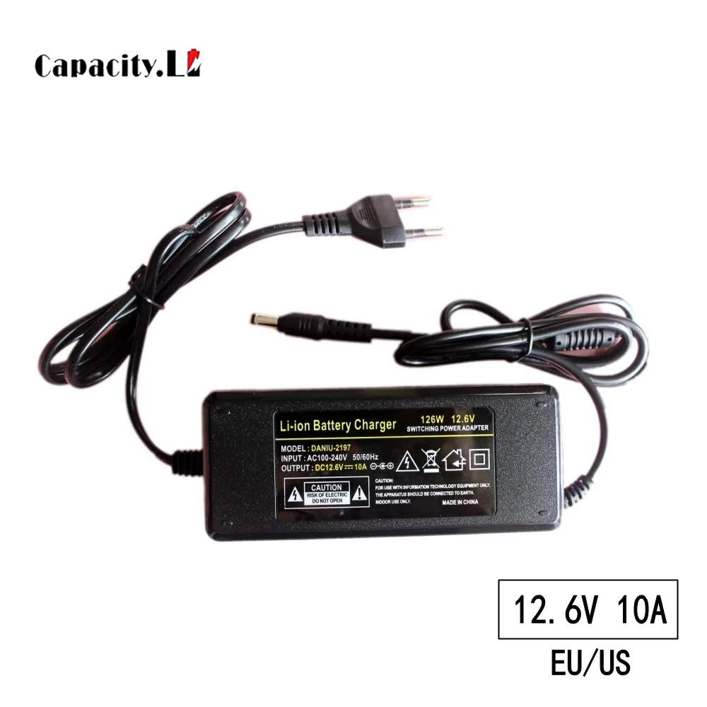 Зарядное устройство 12 В, 14,6 В, 5 А, 10 А, адаптер зарядного устройства постоянного тока 5,5*2,1 мм, 18650, литиевый адаптер питания 12,6 В, 10 А, вилка европейского/американского стандарта
