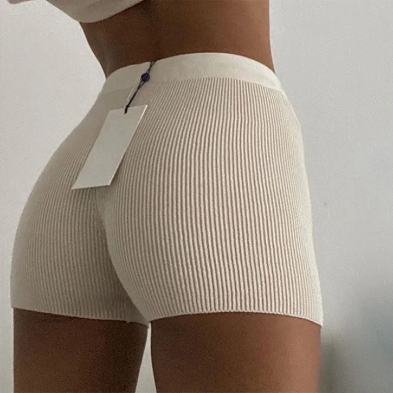 

New hot sale Casual Fashion White Black High Waist Women Knitted Biker Bodycon Shorts Summer Cotton Sweat Mini Sexy Shorts Femme