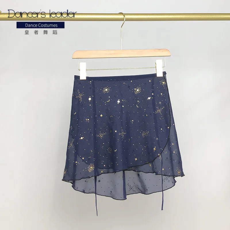 Ballet Skirt One Piece Skirt Lace Up Skirt Gilded Blue Women's Dance Skirt Gymnastics Practice Skirt Adult Ballet Lyric Skirt