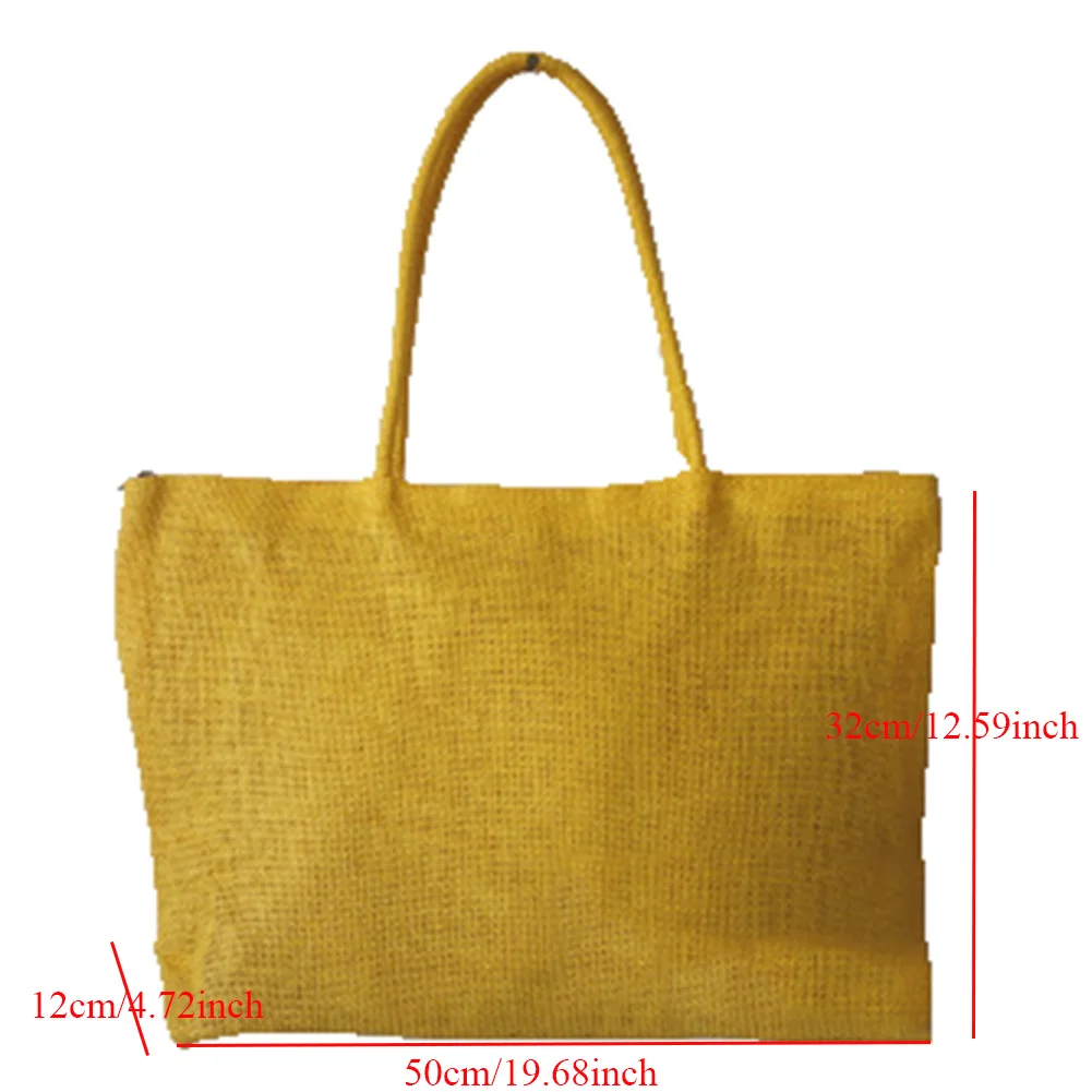 New Fashion Women Handbag Simple Candy Color Large Straw Beach Bag Women Casual Shoulder Bag