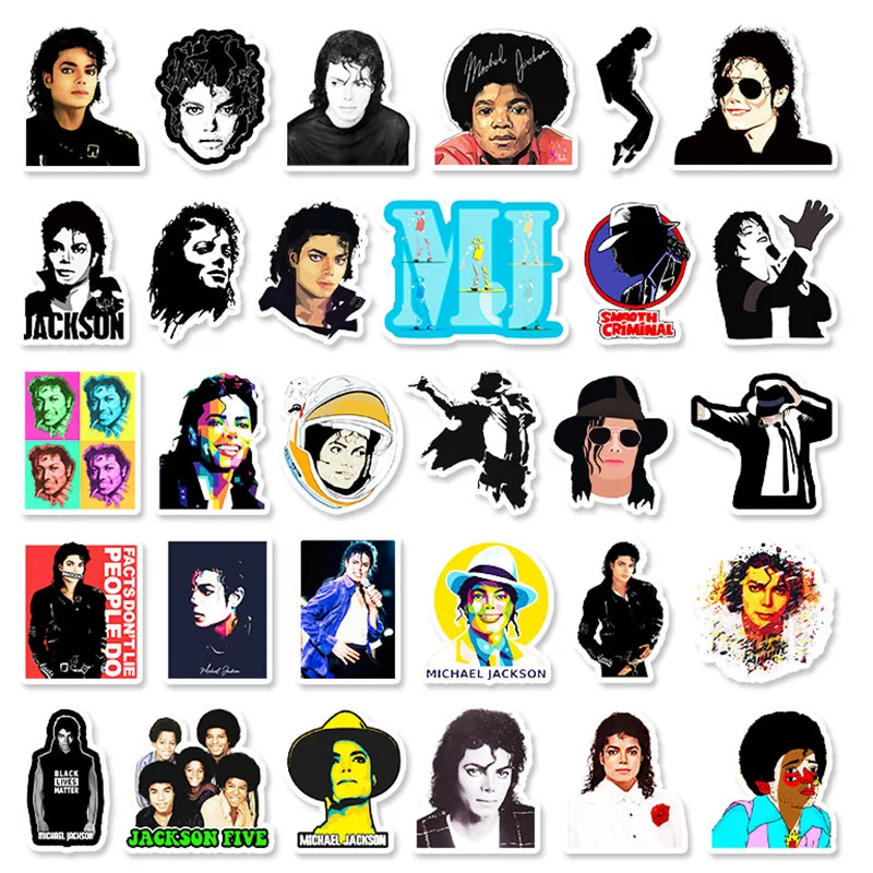 10/30/50pcs International Pop Superstar Michael Jackson Graffiti Stickers Waterproof Skateboard Crazy Fans Travel Suitcase