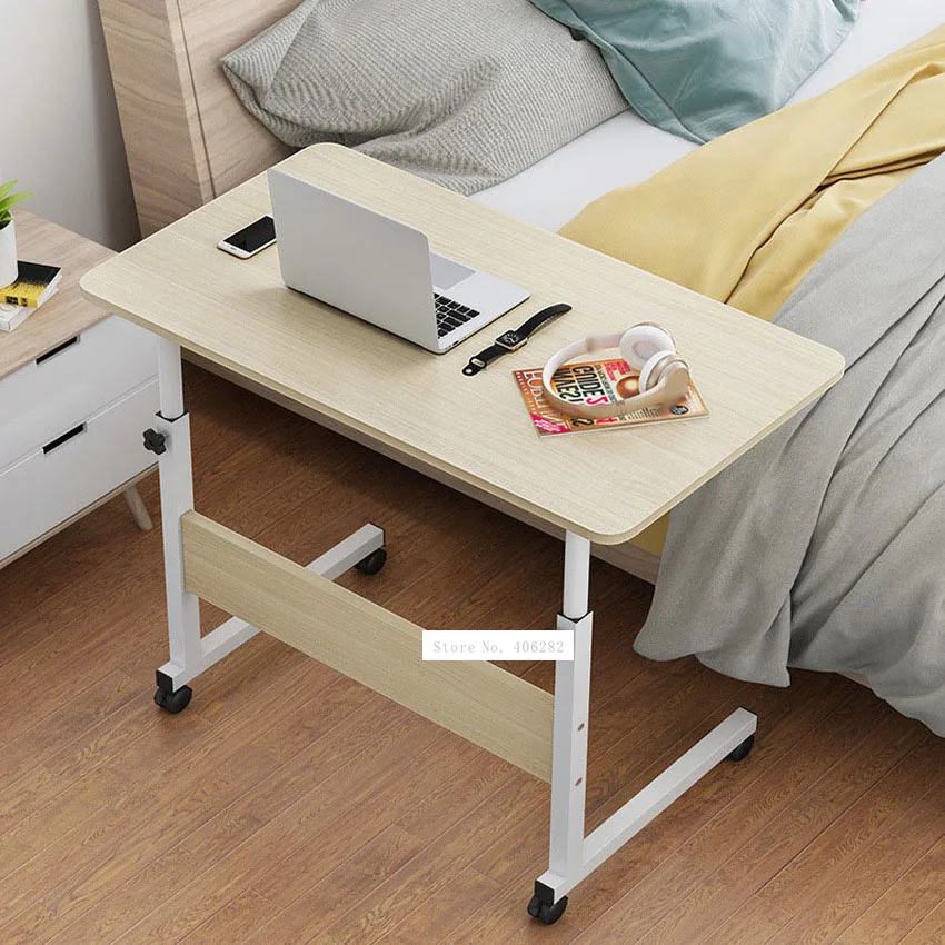 New Bedside Lifting Computer Laptop Table Movable Height Adjustable Wood+Steel Frame Modern Simple Laptop Table Stand Desk