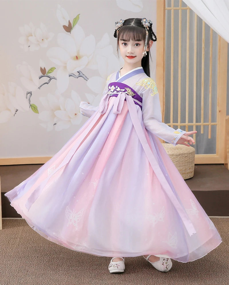 Chinese Traditional Fairy Hanfu Dress Girls Ancient Princess Han Dynasty Palace Dance Folk Costume New Year National Outfit