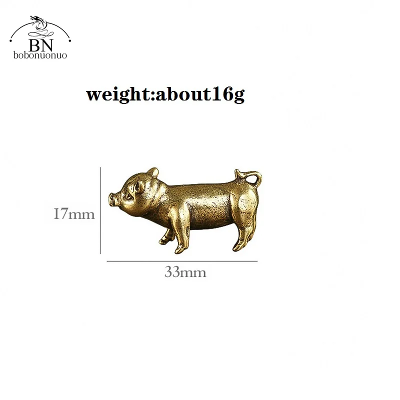 Retro Brass Handmade Pig Miniatures Figurines Desk Ornament Metal Copper Animal Model Toy Tea Pets Decoration Crafts Accessories